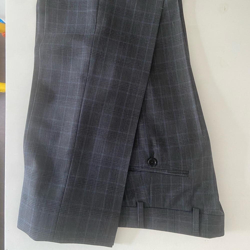 Brooks Brothers 34/34 Grey and Blue Plaid Dress Pants